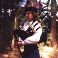 Janny playing the bagpipes