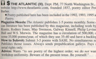 Text from
1999 Poet's Market, Edited by Chantelle Bentley