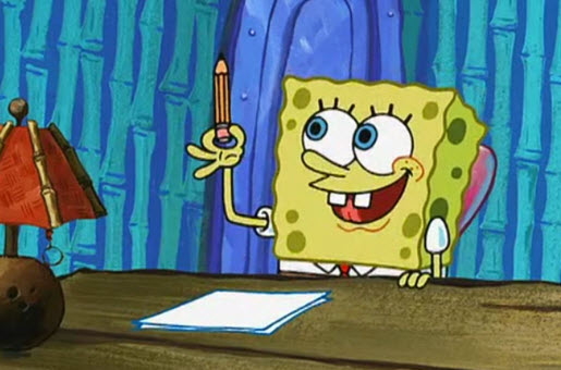 SpongeBob writing